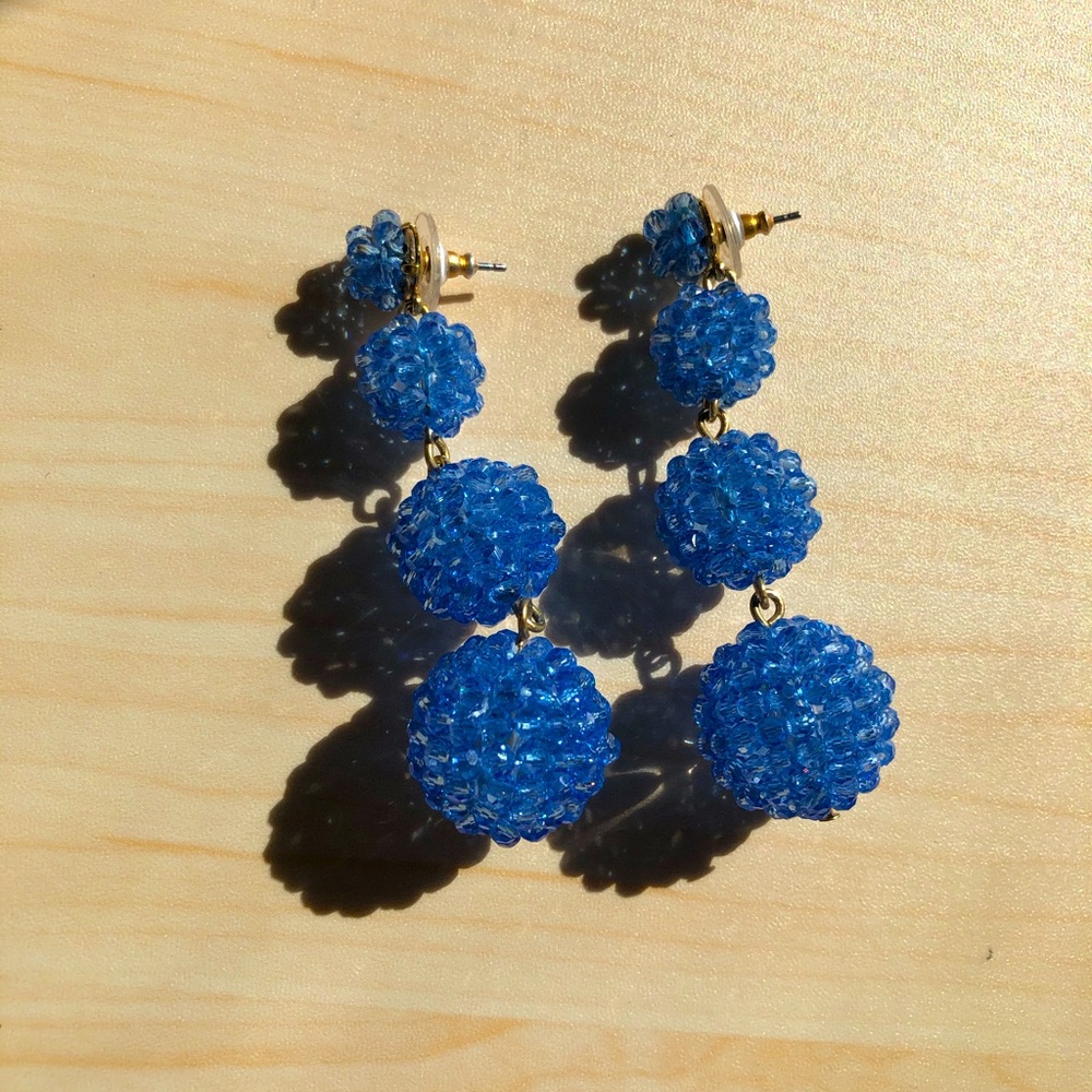 3 crystal like drop ball earrings